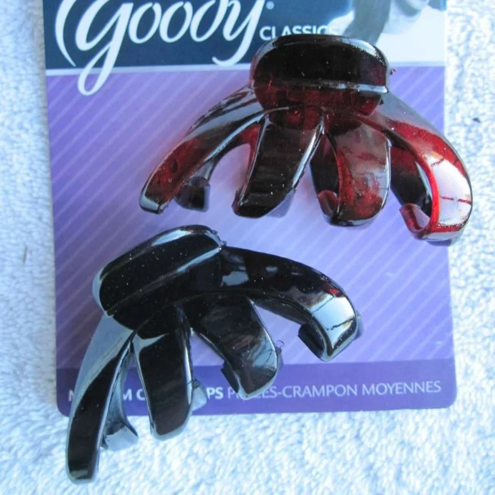 2 Goody Classic Medium Black Tortoise Spider Octopus Plastic Jaw Claw Clips 2.5